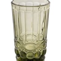 juego de 6 vasos de cristal verde cenefa