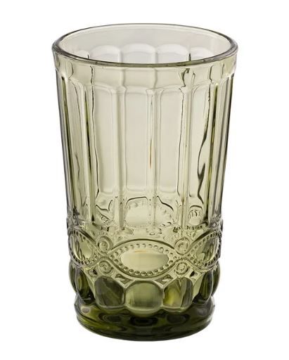 juego de 6 vasos de cristal verde cenefa