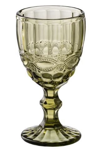 juego de 6 copas de cristal verde cenefa