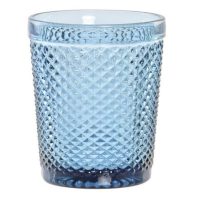 juego de 6 vasos de cristal azul rombos