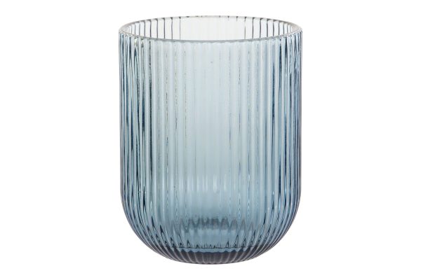 juego de 6 vasos de cristal azul rayas