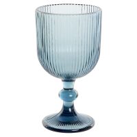 juego de 6 copas de cristal azul rayas