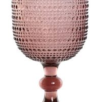 juego de 6 copas de cristal rosa puntos