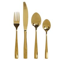Cuberteria dorada brillo set 16 piezas