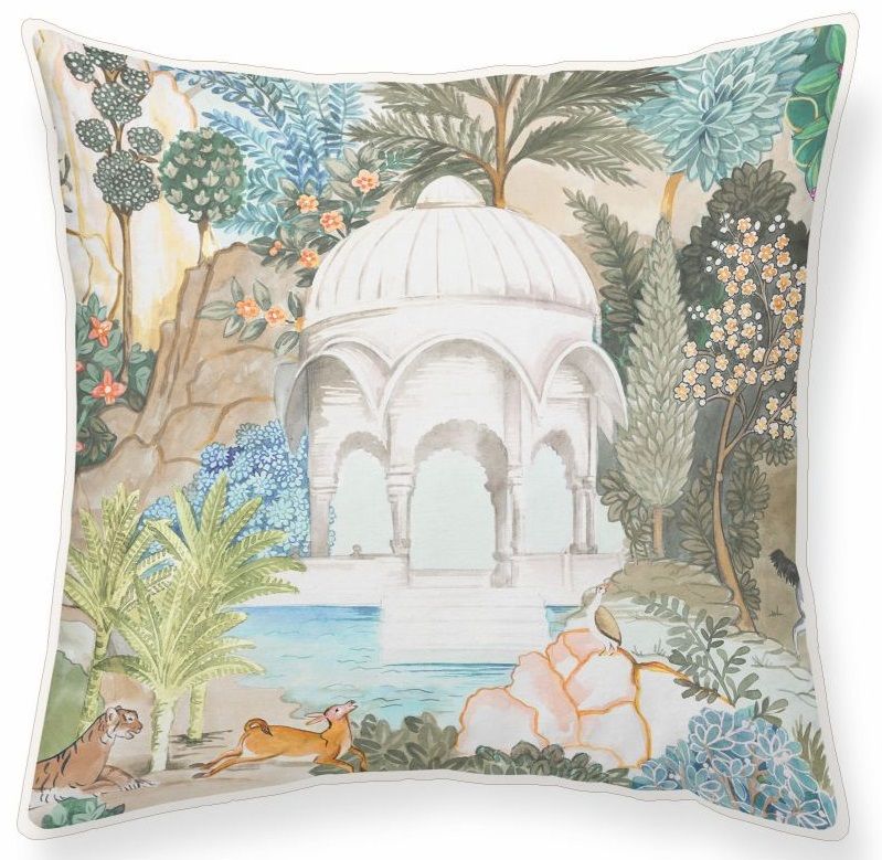 Cojín terciopelo decoración oriental elefante