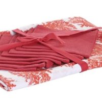 Mantel algodón coral rojo 8 pax