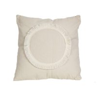 Cojín beige círculo flecos 45x45