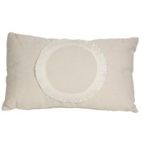 Cojín beige círculo flecos 50x30