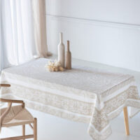 Mantel estampado antimanchas Beige