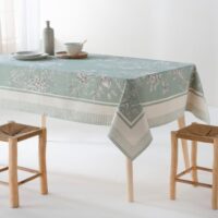 Mantel estampado antimanchas verde agua